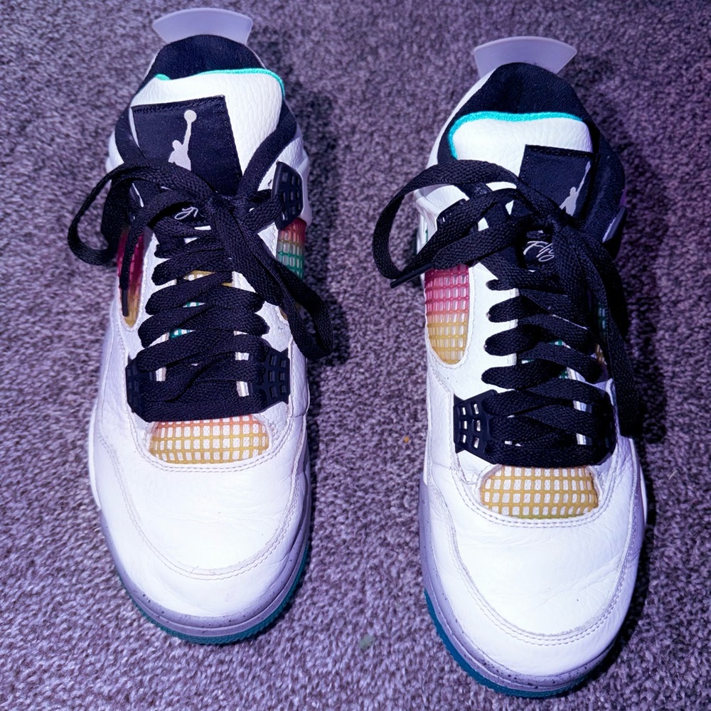 Jordan White Multicolor Lace-Up Basketball Sneakers
